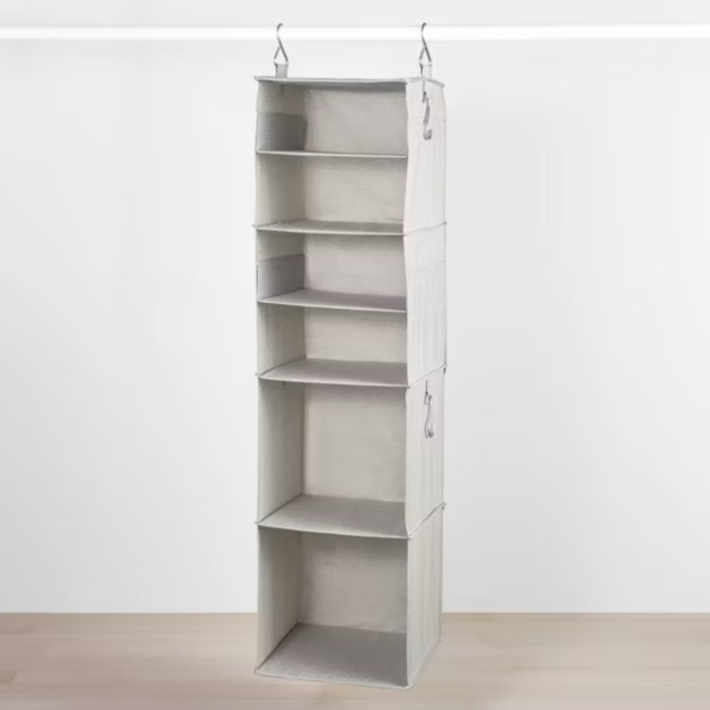 Target Hanging Closet Organizer Six Pocket Varying Size Pockets Like New Grey
